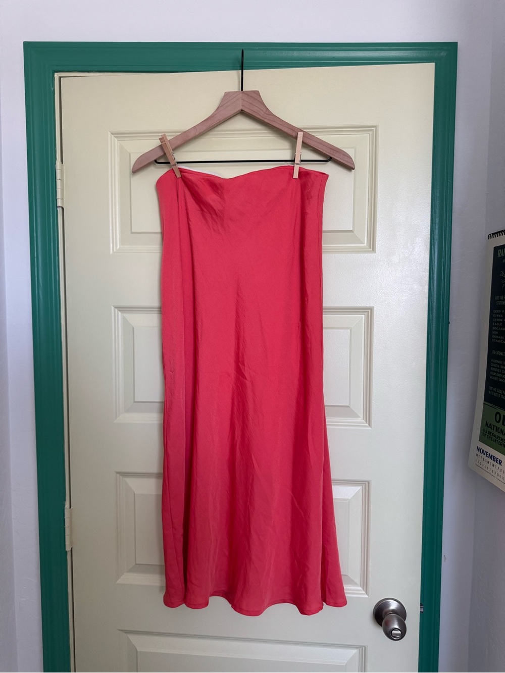 a new day Coral-Pink Strapless Midi Skirt